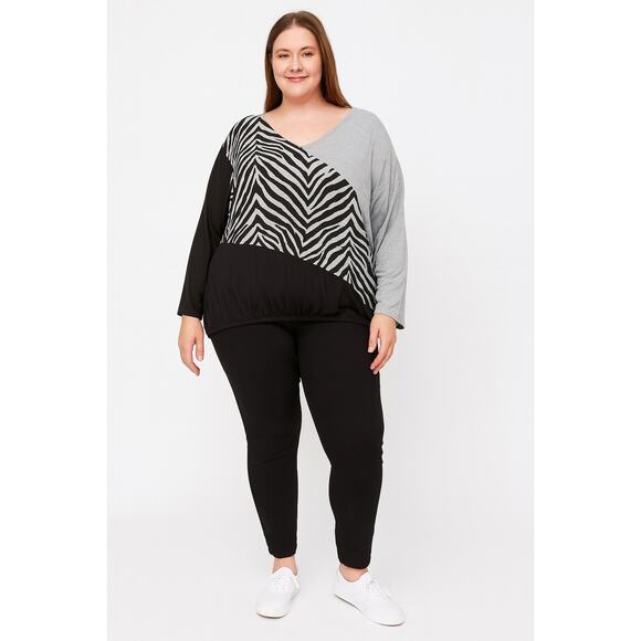 Absolutely Famous 3X Zebra Colorblock Knit Top NWT - Picture 1 of 6